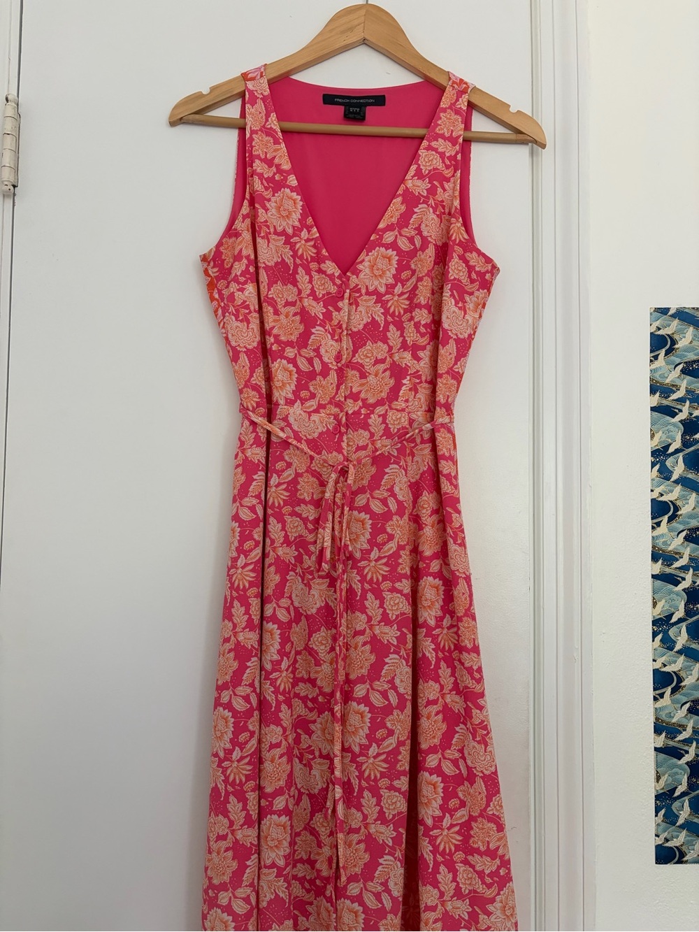 French Connection Hot Pink & Peach Floral Maxi Dress